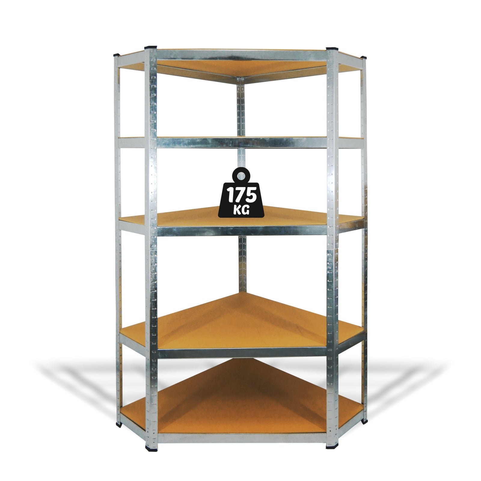 Fémpolc állvány - sarok - 5 szintes - fém - max. 175 kg - 180 x 40 x 40 cm