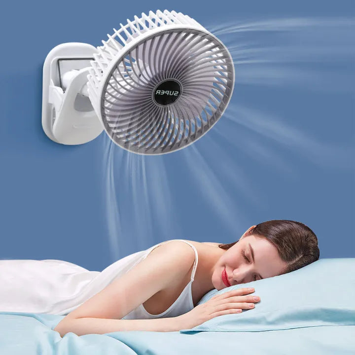 Hordozható mini ventilátor – USB-s, 3 fokozatú, 720°-ban állítható, csíptethető és kézben tartható