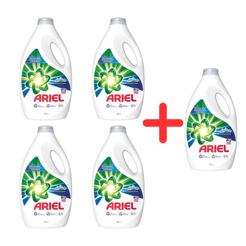 5db Ariel Mountain Spring Clean & Fresh Folyékony Mosószer Mosógél 215 mosás 5x2150ml