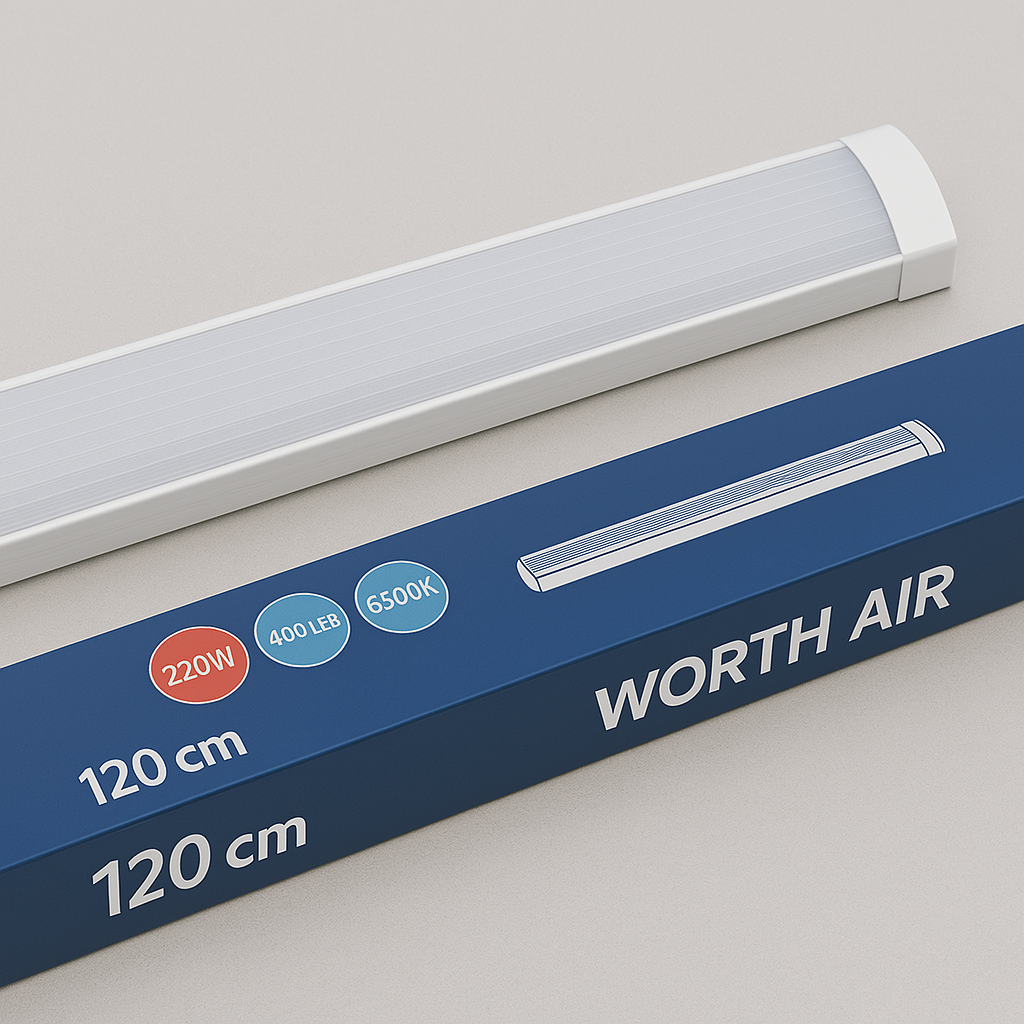 Worth Air 120cm LED Lámpa – 216W, 400 LED, 6500K Hidegfehér Mennyezeti Fénycső