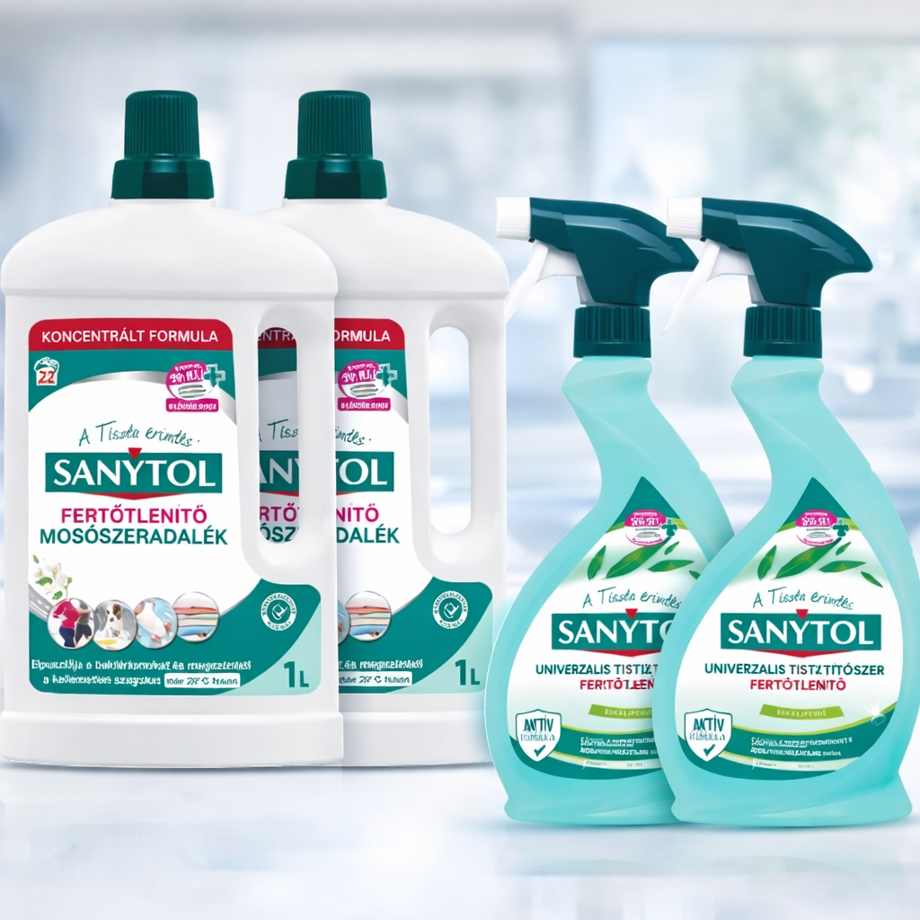 Sanytol Dupla Fertőtlenítő Csomag – Mosószeradalék + Univerzális Spray