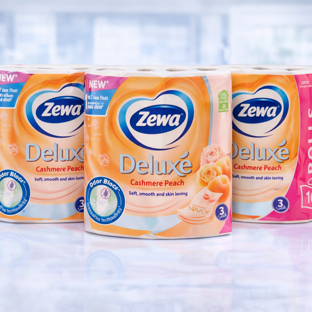 Zewa Deluxe Cashmere Peach Toalettpapír Csomag – 3×16 tekercs, 3 rétegű