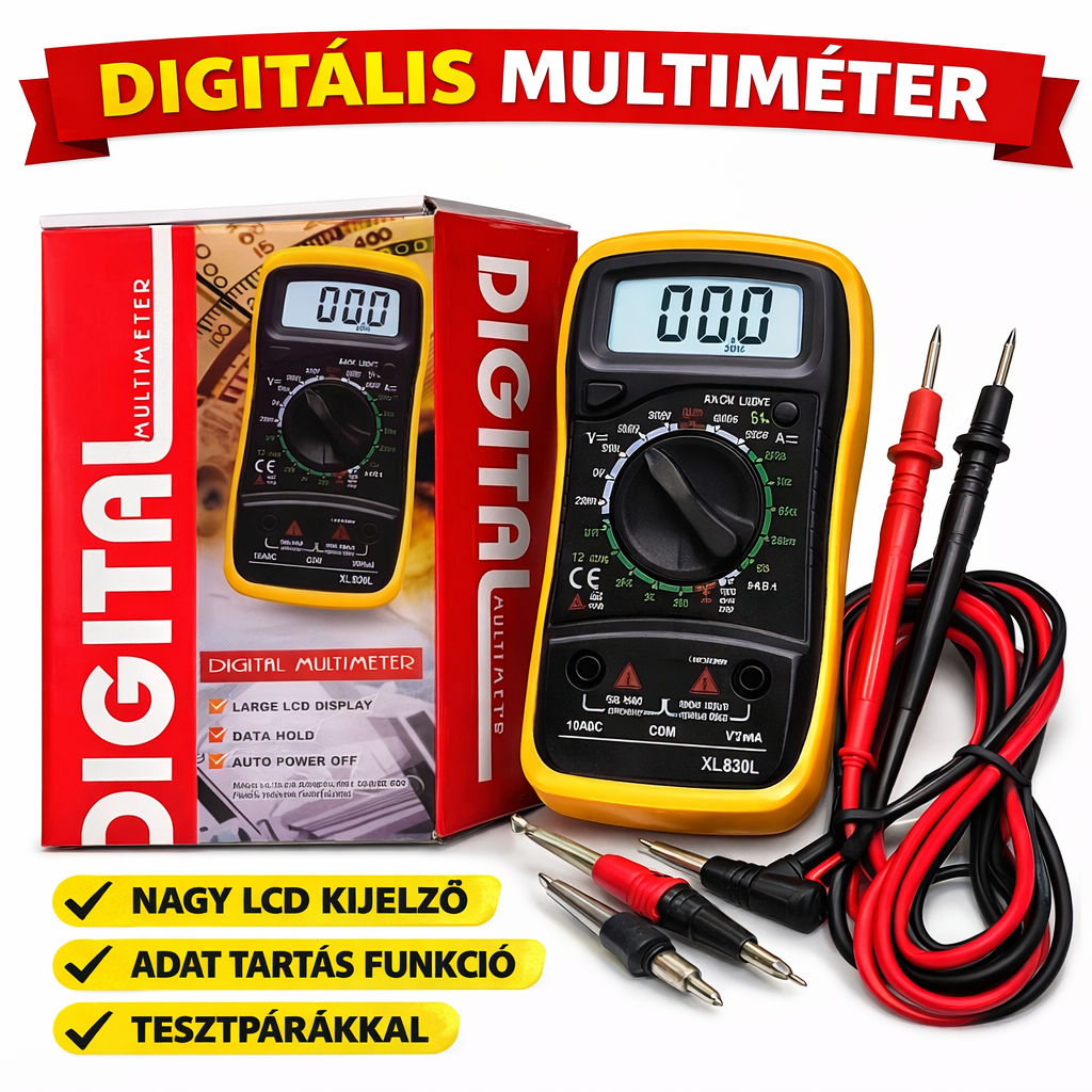XL830L Digitális Multiméter – Feszültség, Áram és Ellenállás Mérő Műszer