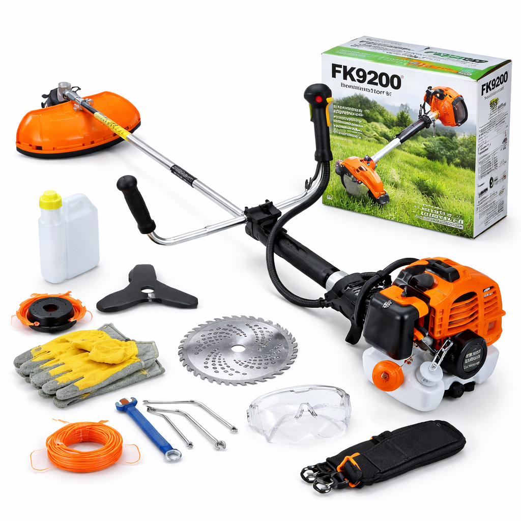 Benzinmotoros Fűkasza / Bozótvágó – 65 cm³, kb. 6 LE, 920 mm, 8 db tartozékkal