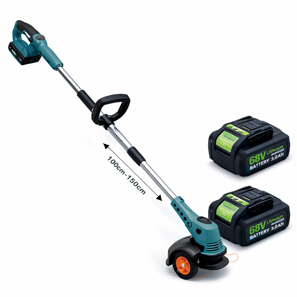 68V Akkumulátoros Fűkasza / Szegélynyíró –, 2 db Akkumulátorral, Állítható Szárral
