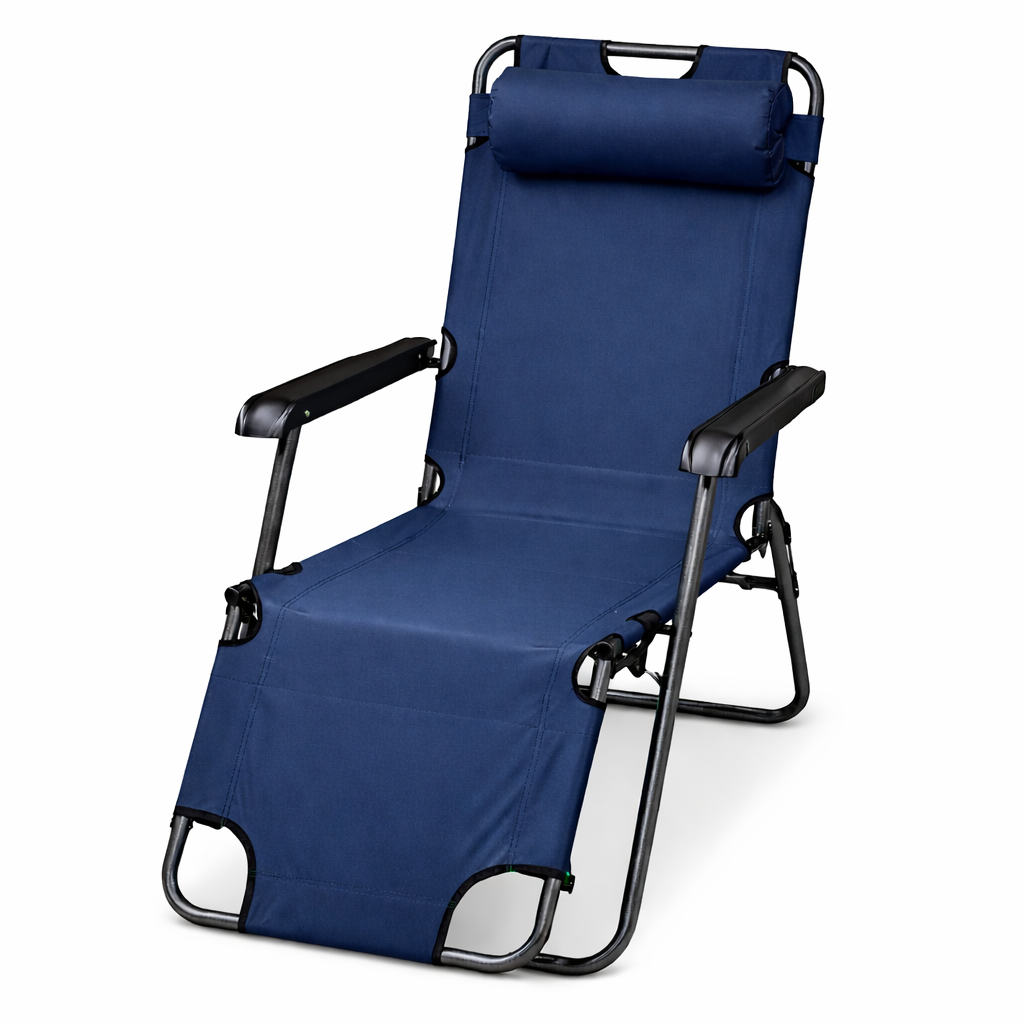 Összecsukható Relax Napozó Szék Fejpárnával – Sötétkék