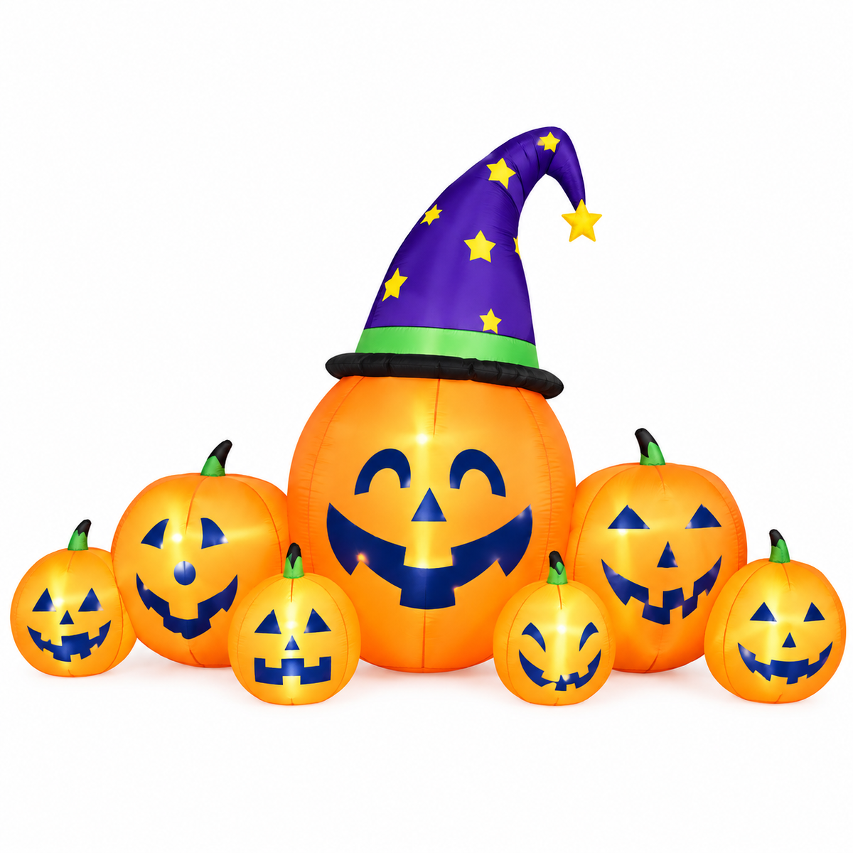 Felfújható Halloween tök dekoráció boszorkánykalappal – 140 × 220 cm