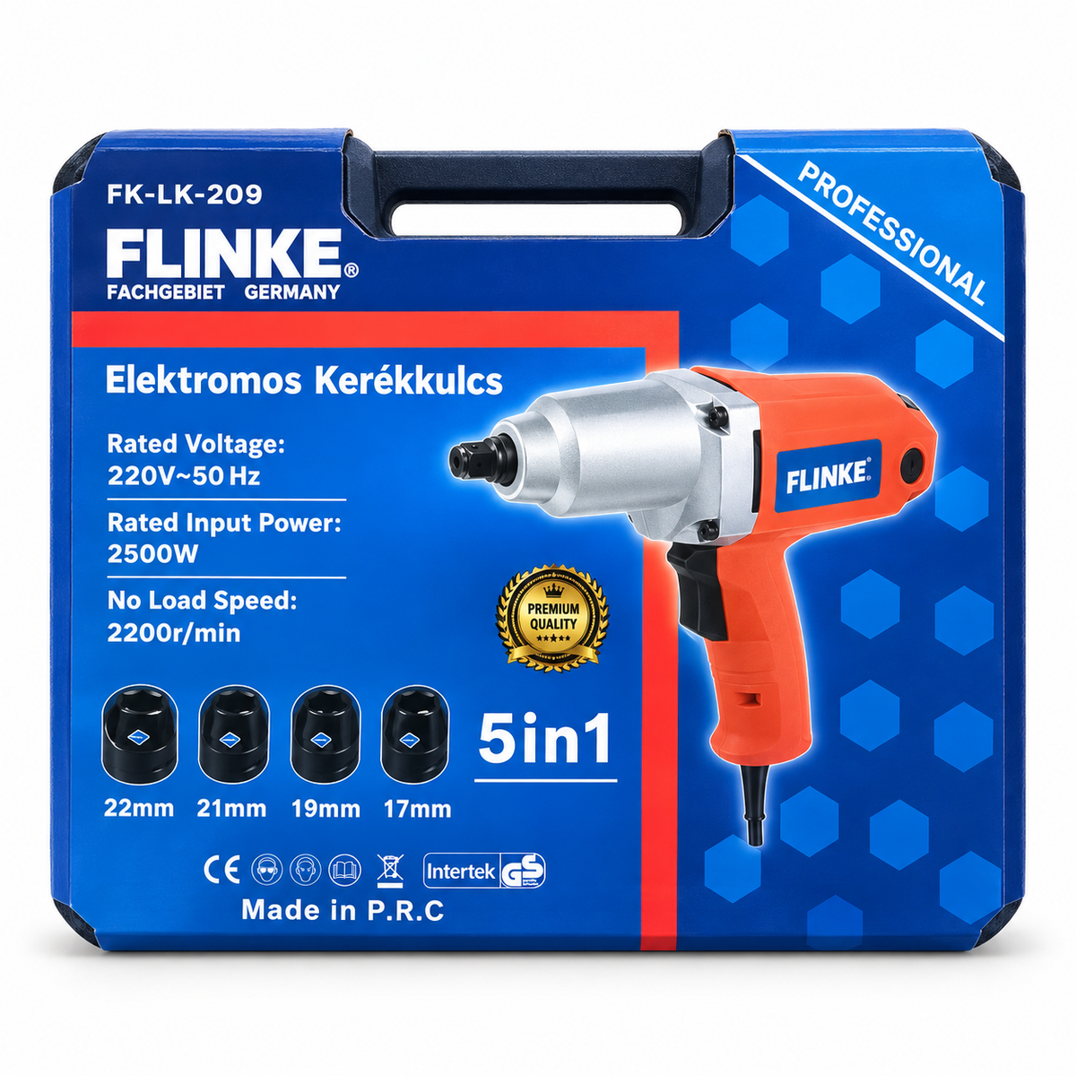 FLINKE FK-LK-209 elektromos ütvecsavarozó / kerékkulcs 2500W, 4 db dugókulccsal