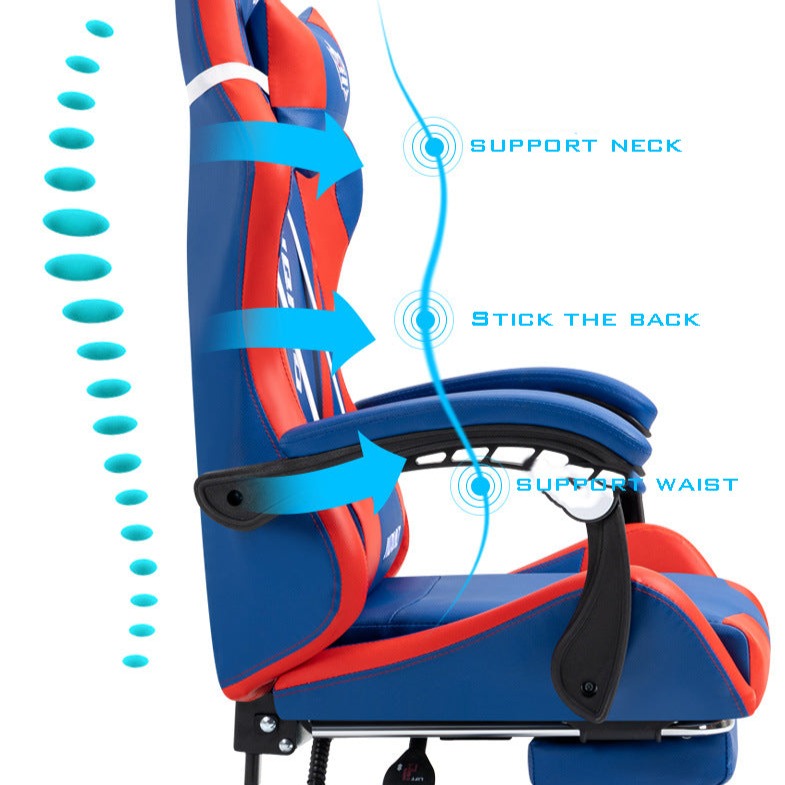 Ergonomikus irodai Gamer szék állítható háttámla, fejtámla és deréktámasz piros-fekete