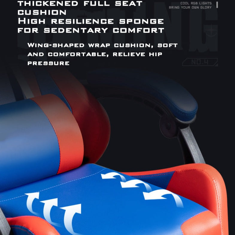 Ergonomikus irodai Gamer szék állítható háttámla, fejtámla és deréktámasz piros-fekete