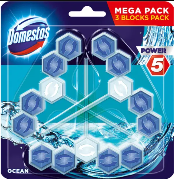 Domestos Power 5 Ocean WC Frissítő Blokk - Mega Pack