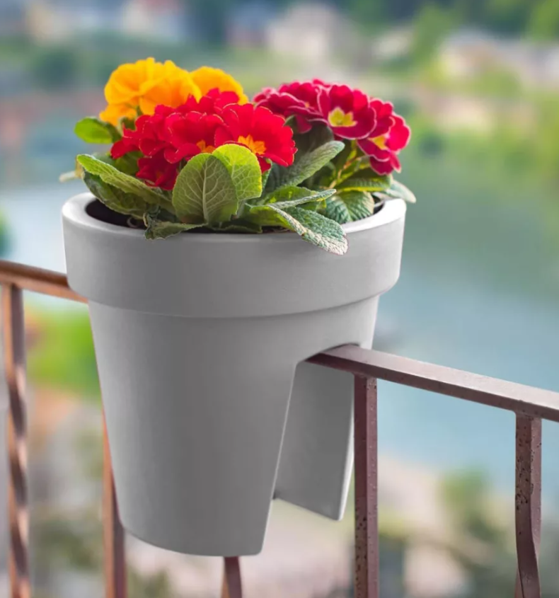 Korlátra Akasztható Virágcserép, nagyméretű és Műanyag - 28 x 25,5 cm