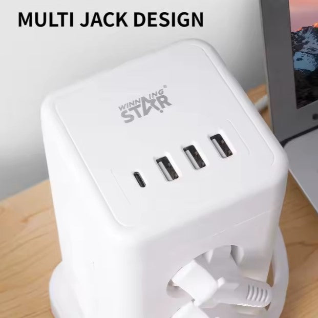 Többszintes Elosztó Torony 8 Aljzattal és USB Portokkal – Biztonságos és Praktikus Hálózati Csatlakozó