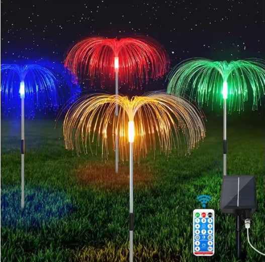 Napelemes Tűzijáték LED Kerti Dekoráció – Távirányítós, 8 Módos Hangulati Fényekkel