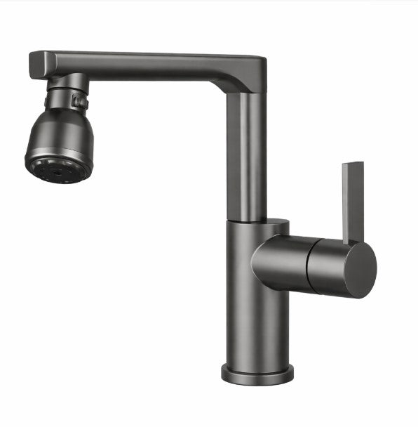 WONDER Grafitszürke Kihúzható Zuhanyfejes Mosogató Csaptelep – 2 Funkciós, Prémium Kivitel