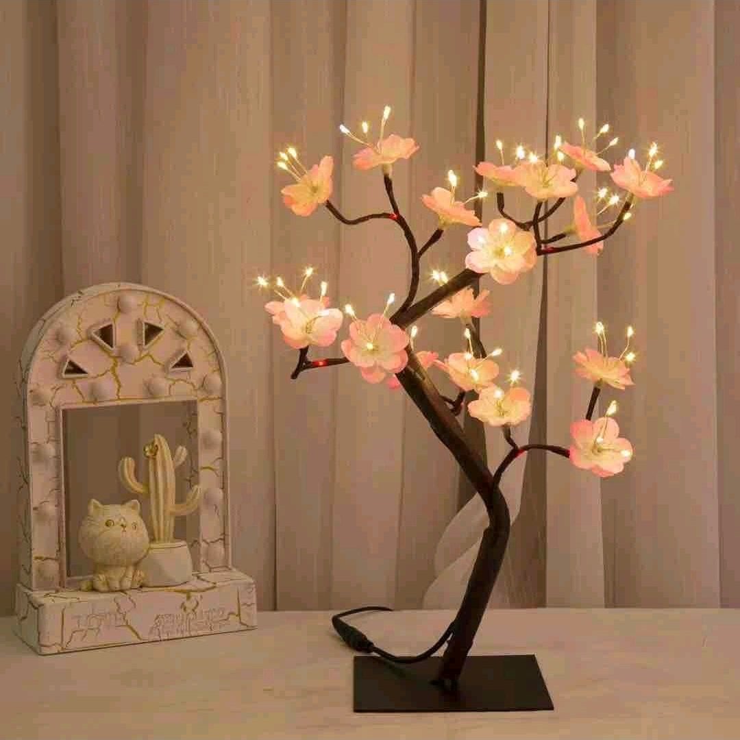 Mini LED Sakura Fa Éjjeli Lámpa Barackfavirág