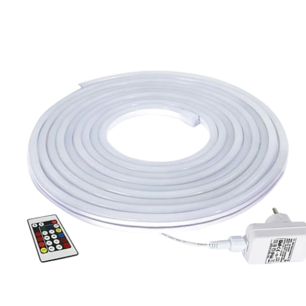 LED Neon flex 24W RGB 12V IP44 5m komplett szett