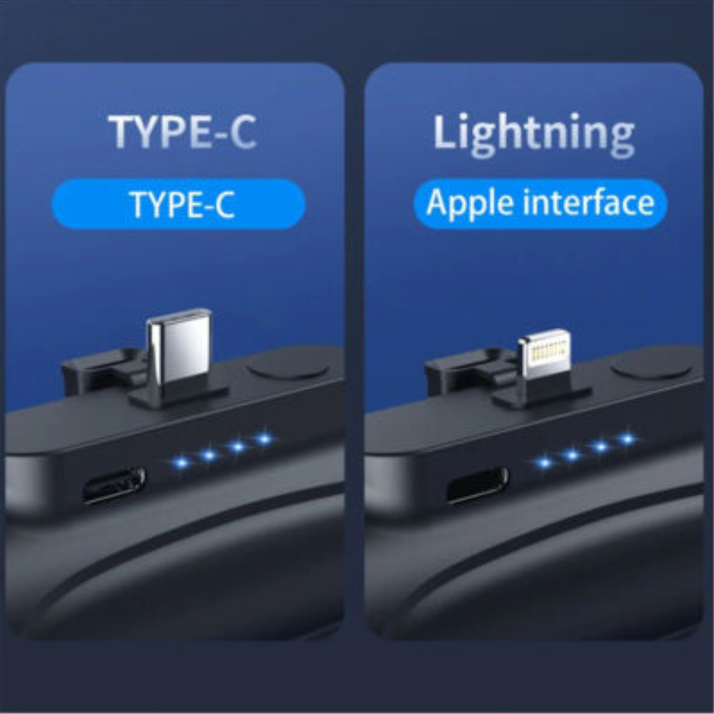 5000 mAh vezeték nélküli mini Power Bank gyorstöltő Hordozható mobiltelefon-töltő Type-C zseblámpával