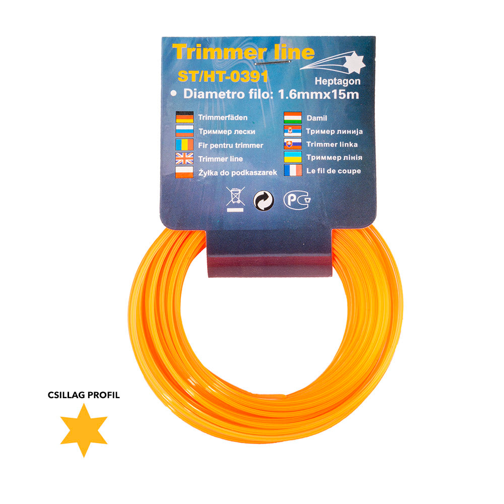 Szegélynyíró damil csillag profillal 1.6mmx15m