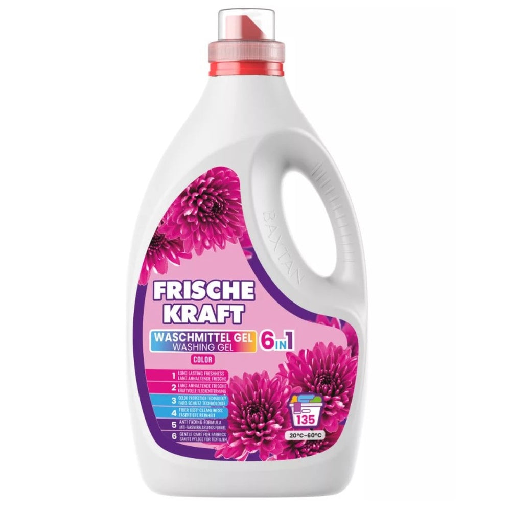 Frische Kraft Waschmittel Gel Color 6 az 1-ben Mosógél – Színes Ruhákhoz, 135 Mosás