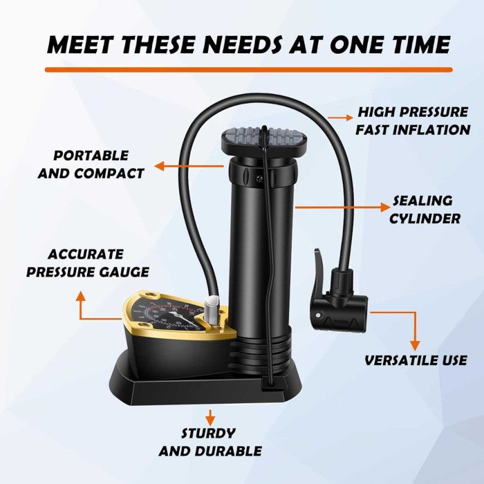 Mini pedálos légpumpa 120 PSI – autóhoz, biciklihez, labdához, felfújható játékokhoz