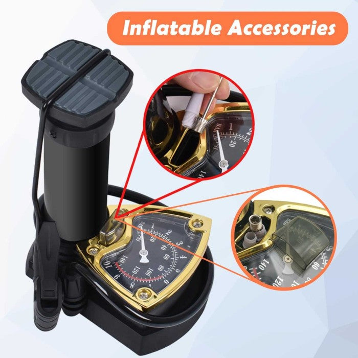 Mini pedálos légpumpa 120 PSI – autóhoz, biciklihez, labdához, felfújható játékokhoz