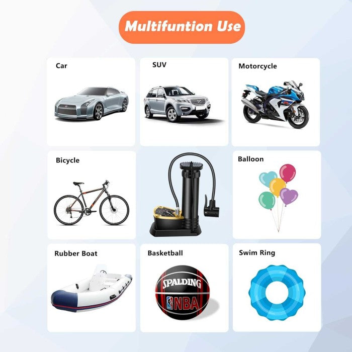 Mini pedálos légpumpa 120 PSI – autóhoz, biciklihez, labdához, felfújható játékokhoz