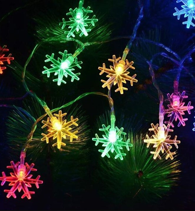 Napelemes Hópehely LED Fényfüzér - Színes