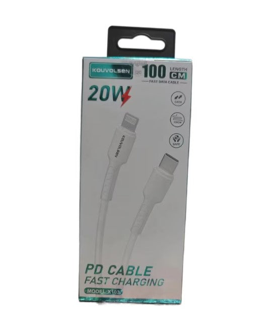 KOUVOLSON 20W PD Gyors Töltőkábel – USB-C to Lightning, 100 cm Termékleírás: