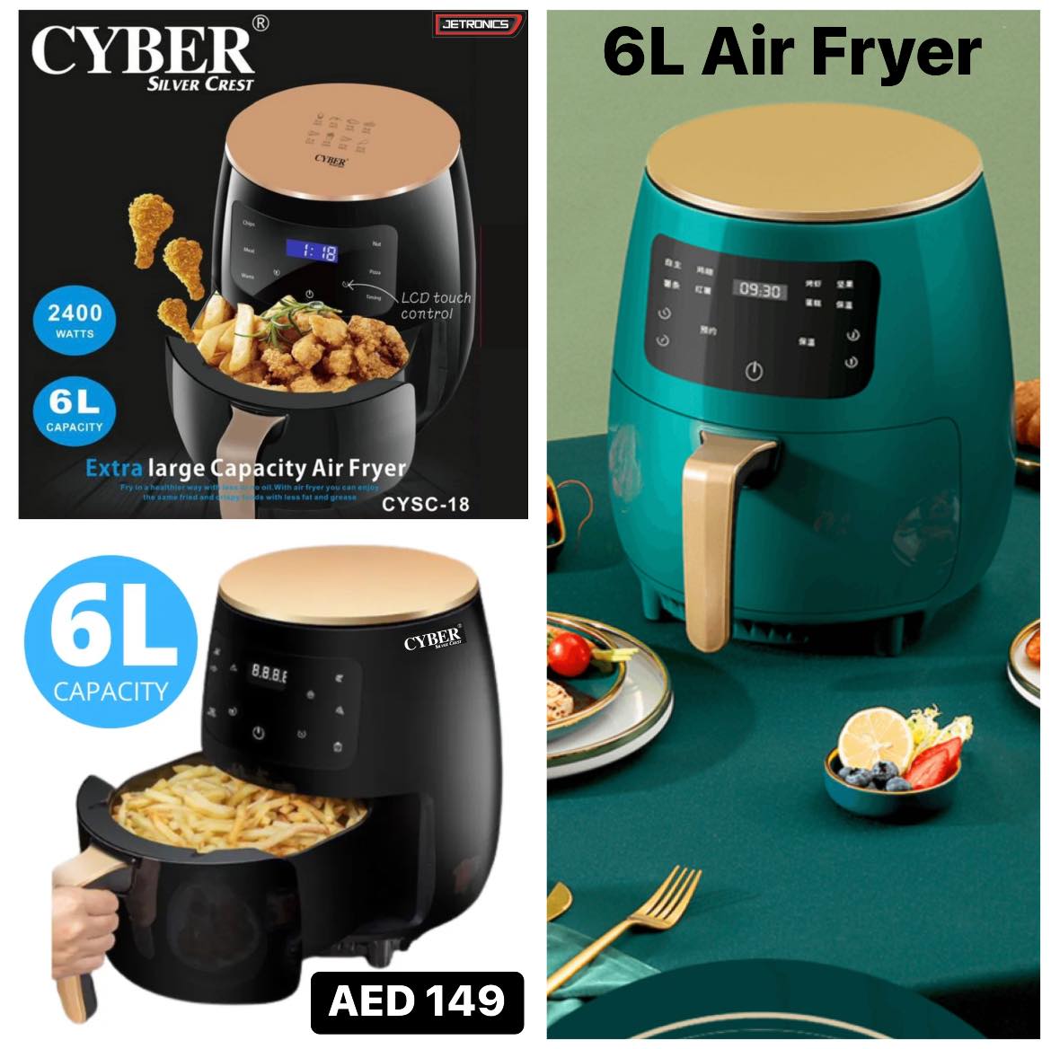 Newline AirFryer 6 L Digitális kijelzős olaj nélküli légkeveréses sütő, fritőz