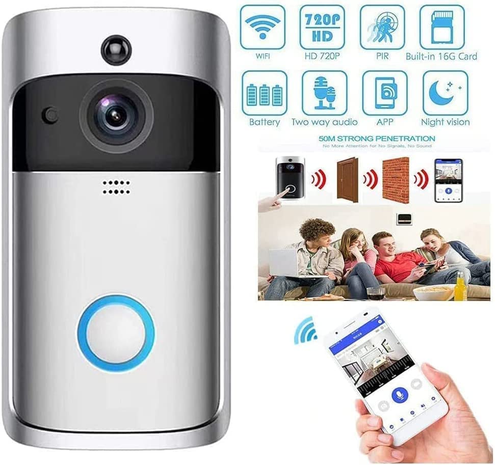 X-Smart Vezeték nélküli WiFi video okos kapucsengő ajtócsengő, PIR mozgásérzékelés, otthoni biztonsági rendszer