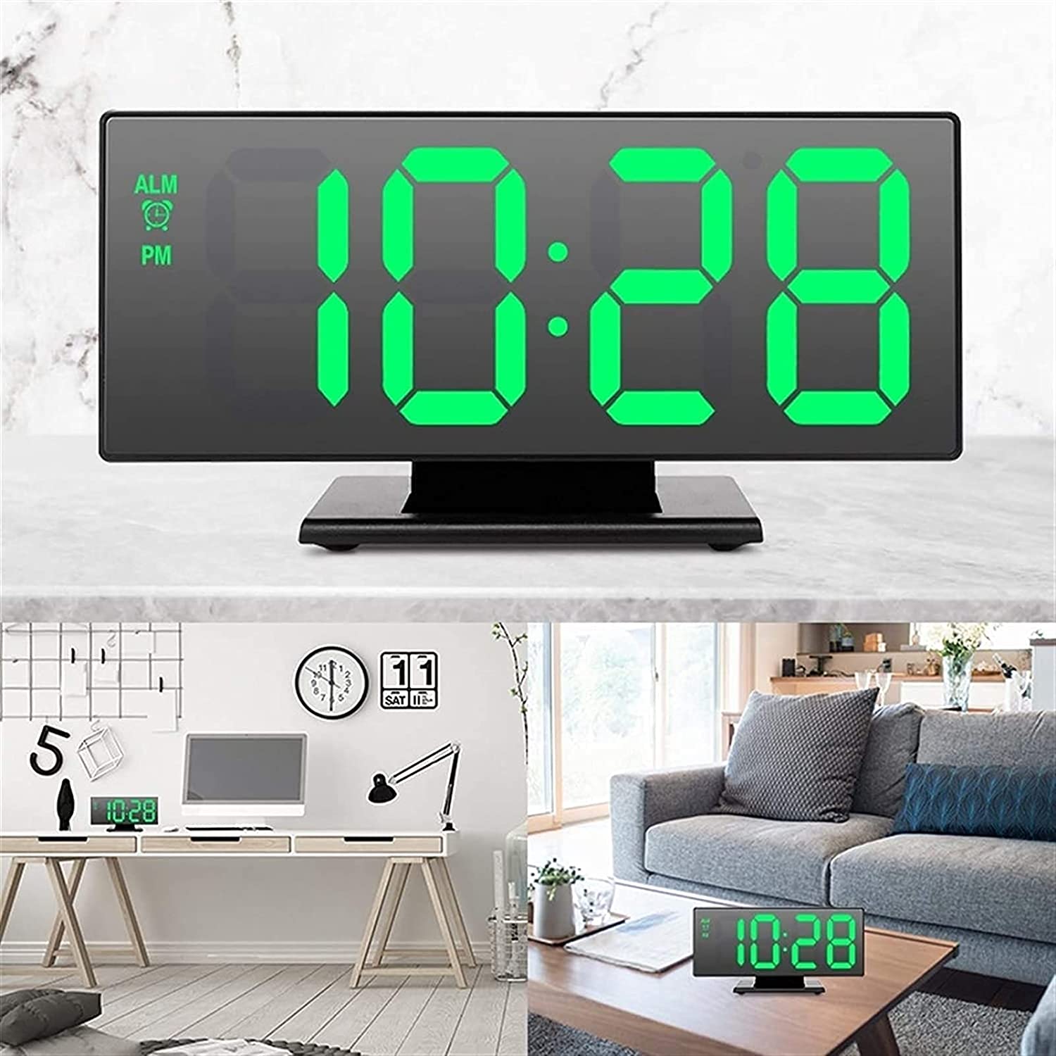 2in1 Tükrös digitális asztali óra