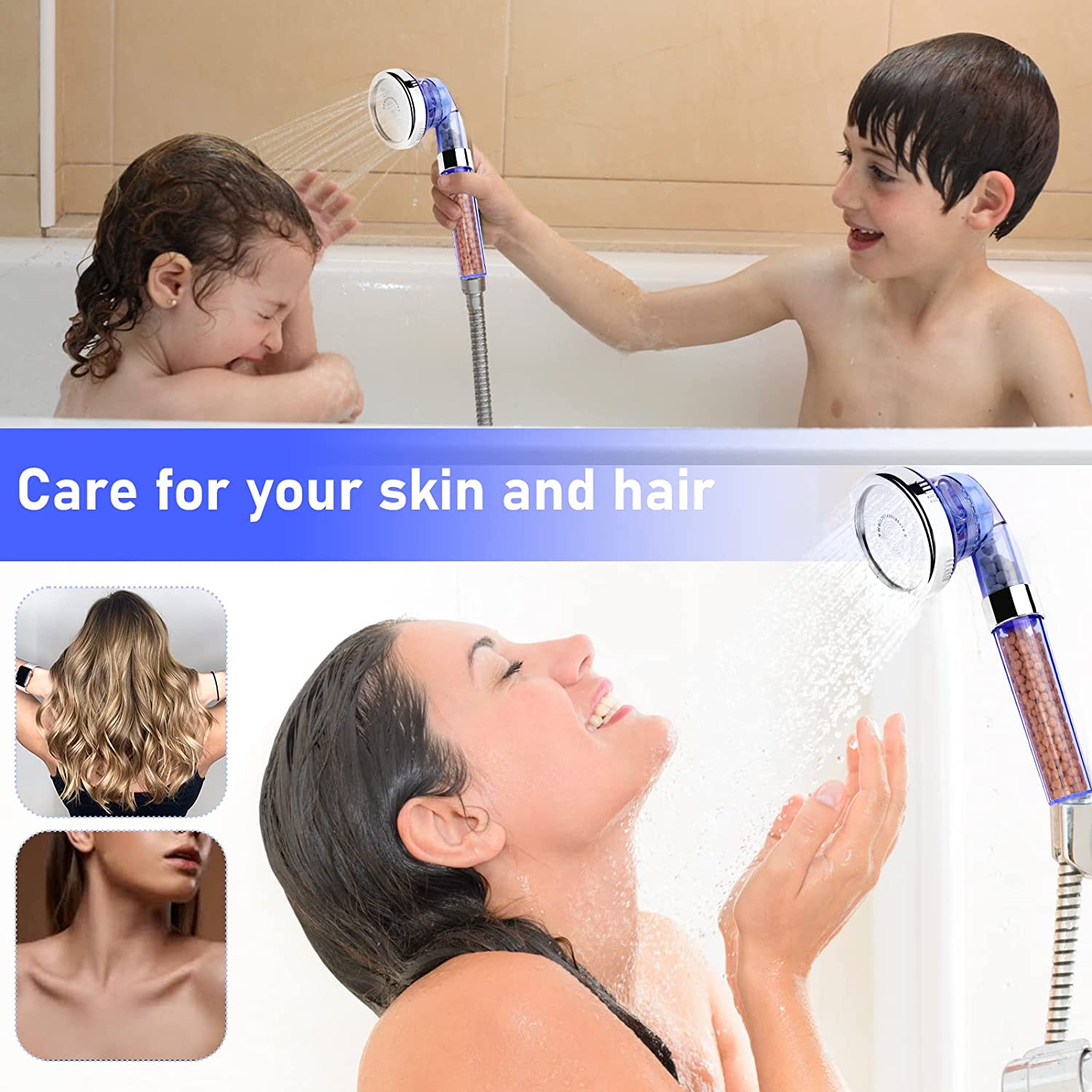 Germánium vízszűrő zuhanyfej, víztisztító klór nélkül