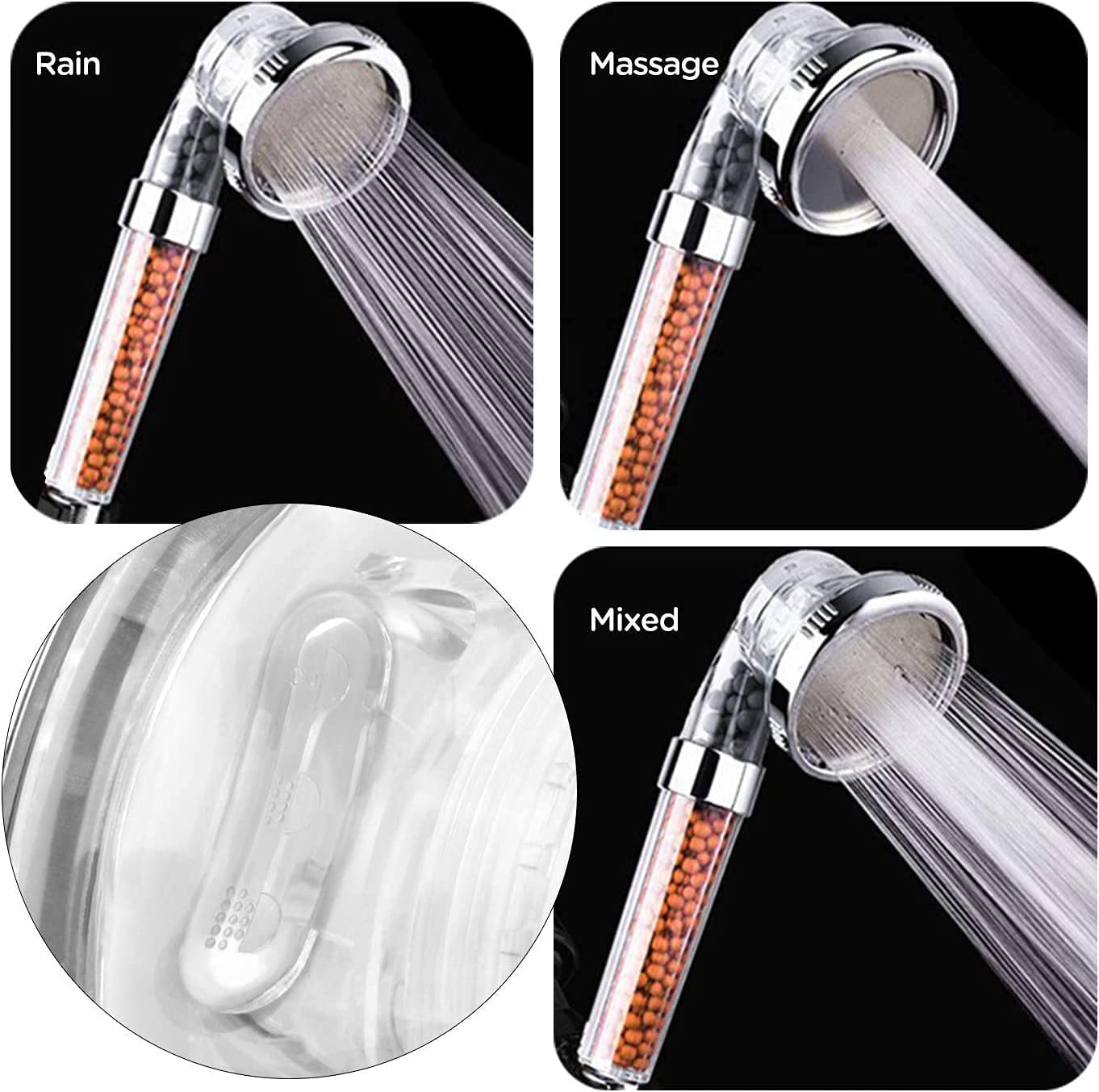 Germánium vízszűrő zuhanyfej, víztisztító klór nélkül