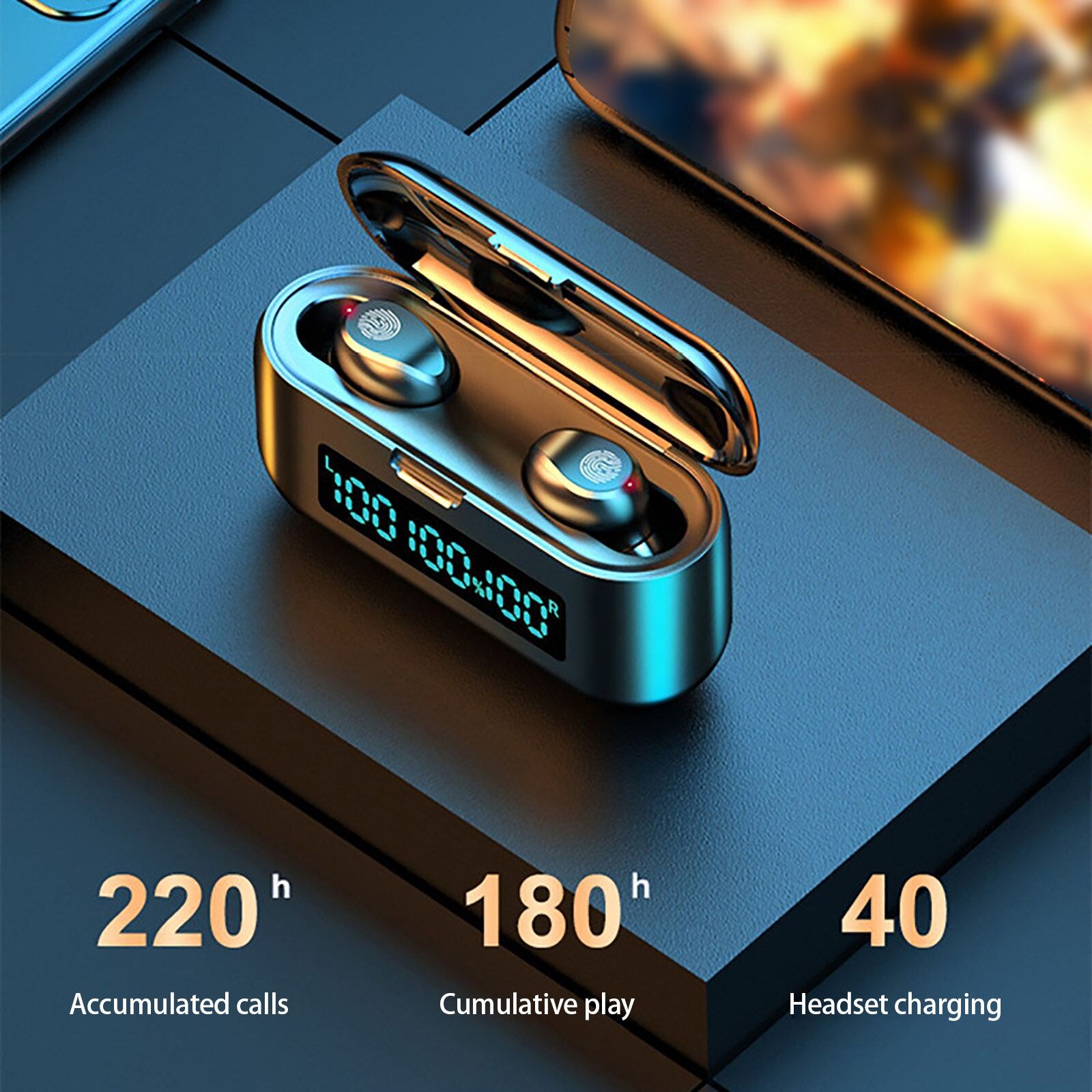 TWS F9 Bluetooth fülhallgató powerbankkal fehér