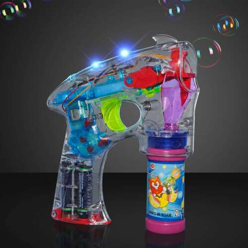 Buborékfújó pisztoly átlátszó műanyagból +2 Buborék folyadék