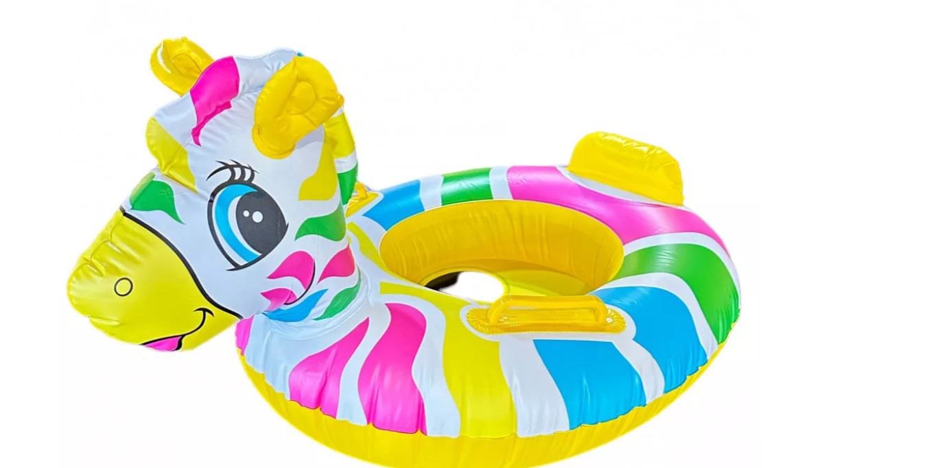Felfújhatós beülős gyerek úszógumi - szivárvány zebrás