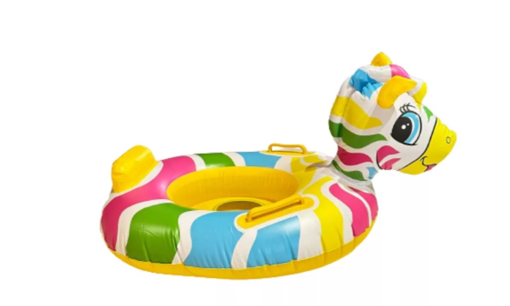 Felfújhatós beülős gyerek úszógumi - szivárvány zebrás