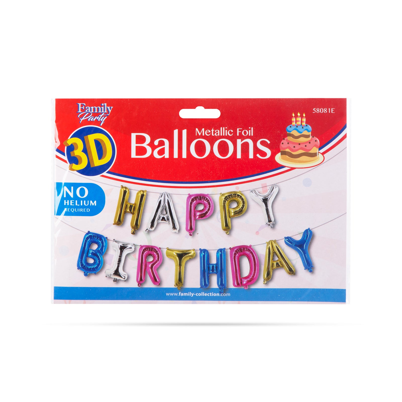 3D Születésnapi "Happy Birthday" lufi - többszínű - 33 cm