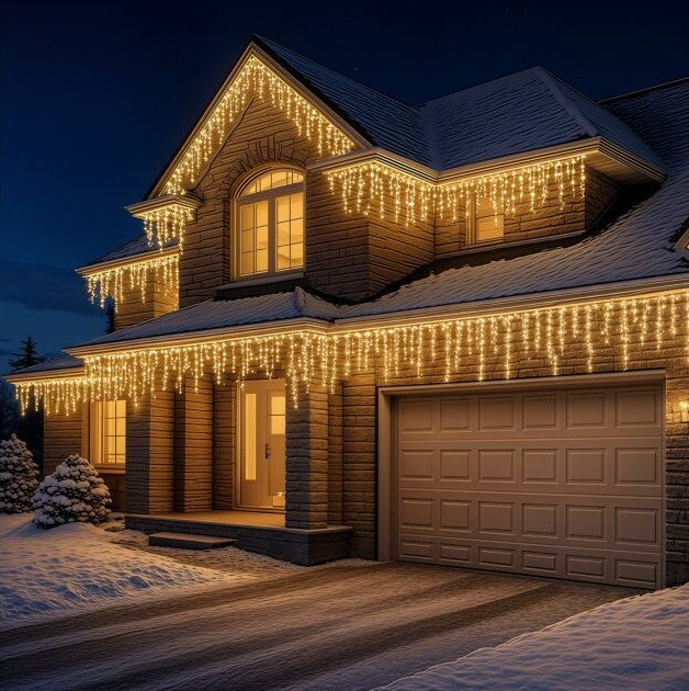 Karácsonyi Jégcsap LED Fényfüzér 25m – 500 LED Melegfehér
