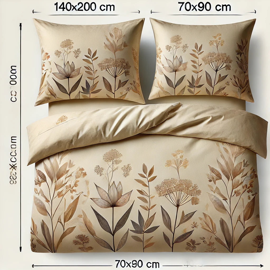 3-piece_bedding_set_featuring_a_beige_and_floral_design._The_set_includes_a_duvet_cover_a_large_pillowcase_and_a_small_pillowcase_with_the_dimens