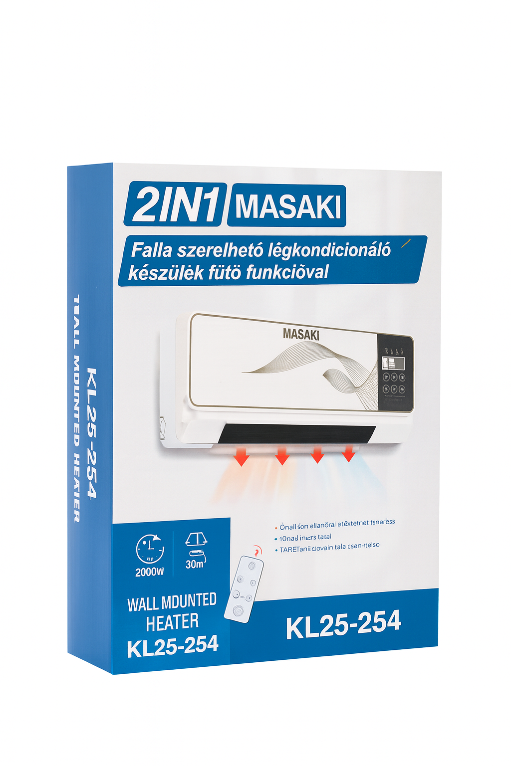 2in1 Fali Klíma + Elektromos Fűtőtest – MASAKI KL25-254
