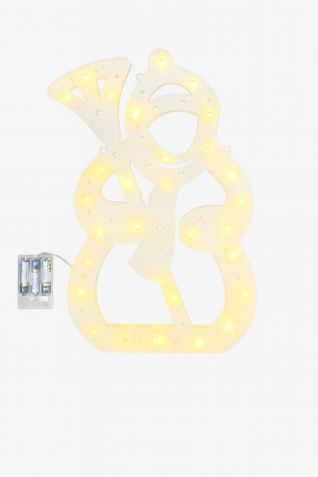 Karácsonyi LED hóember fali/ablakdísz – meleg fehér fény, elemes