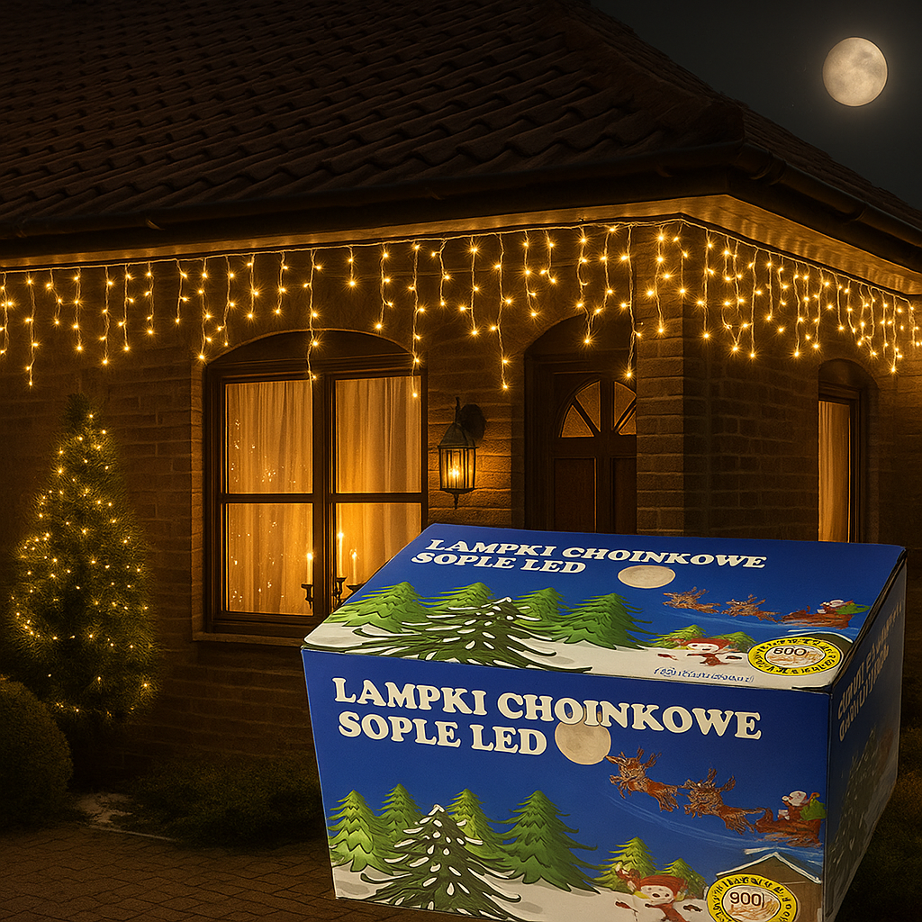 Alibuy LED Jégcsap Fényfüzér 500 LED, Melegfehér, Ünnepi Kültéri/Beltéri