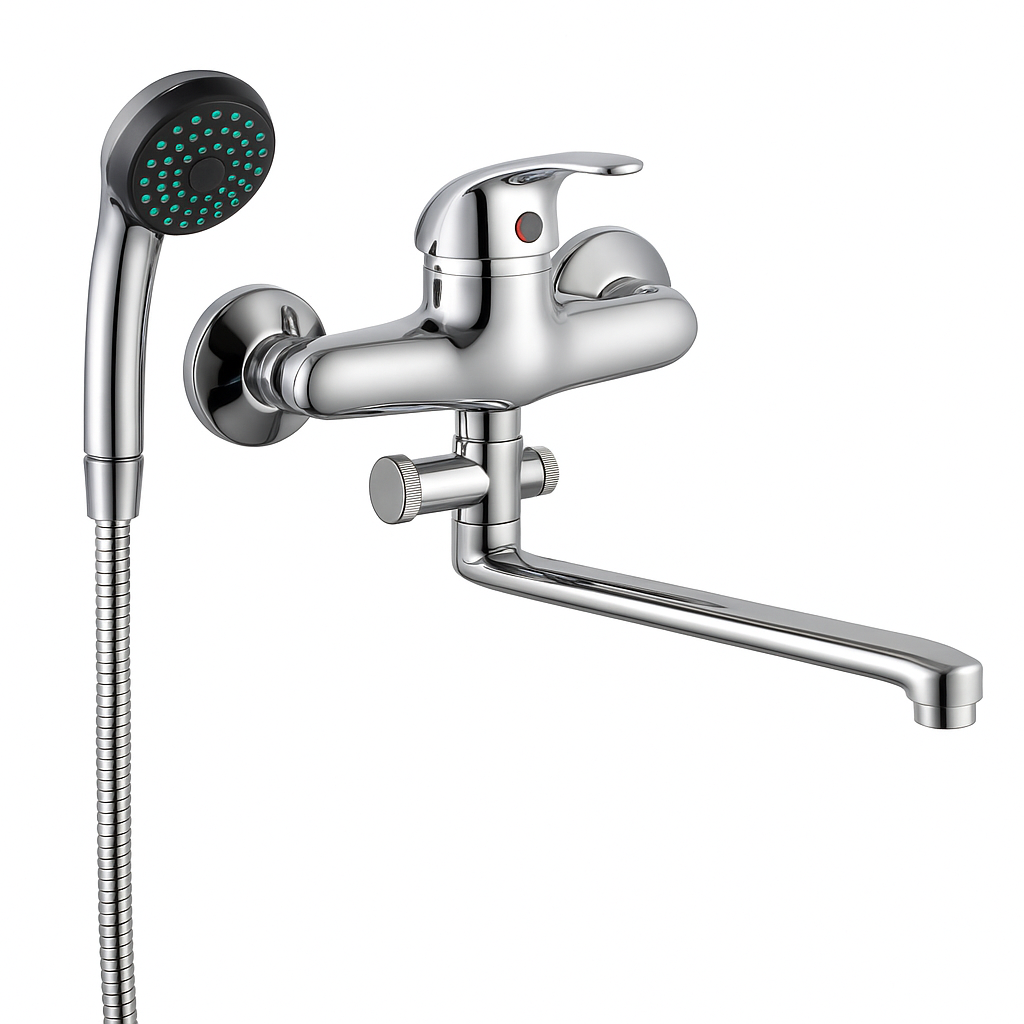 H-07 egykaros kád–zuhany csaptelep kézizuhannyal, króm