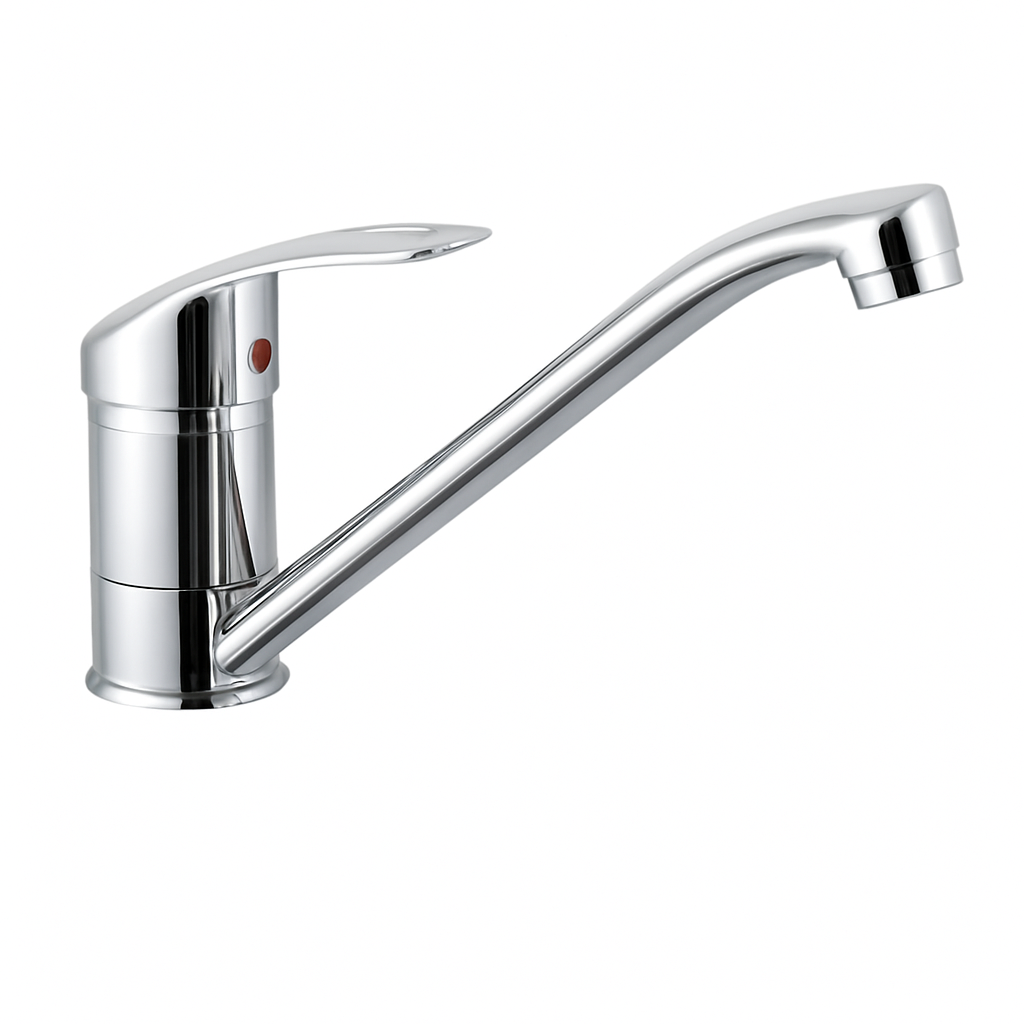 H-05 egykaros álló konyhai csaptelep – hosszú kifolyóval, króm