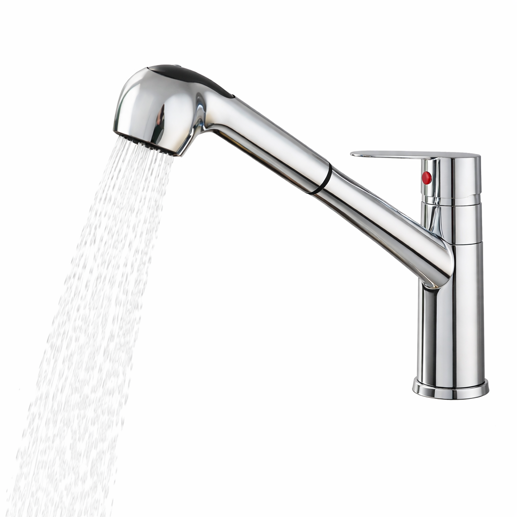 Prémium Kihúzható Fejes Konyhai Csaptelep – Króm, 2 Funkciós Zuhanyfejjel