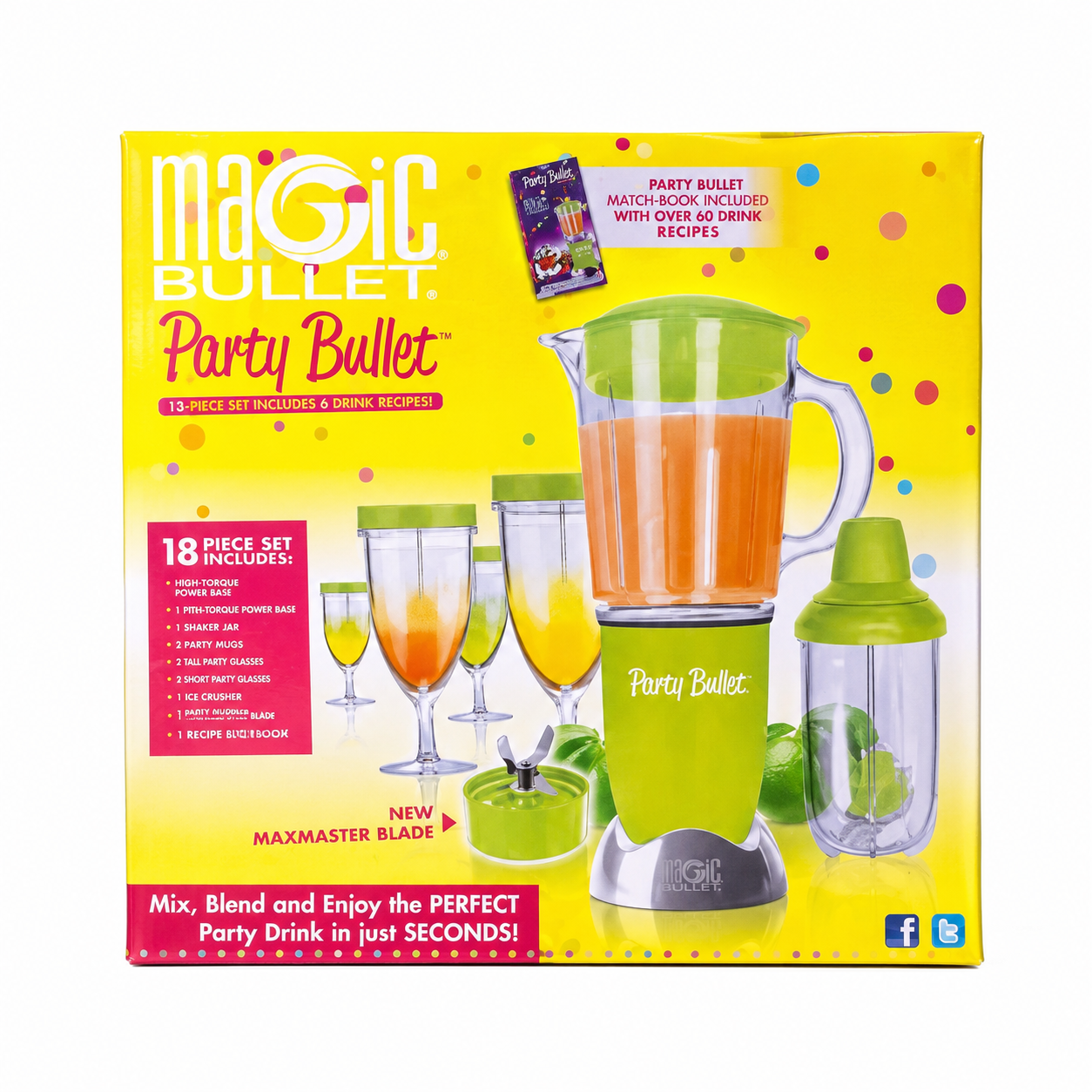 Magic Bullet Party Bullet 18 részes turmixgép és italkeverő szett kancsóval és poharakkal