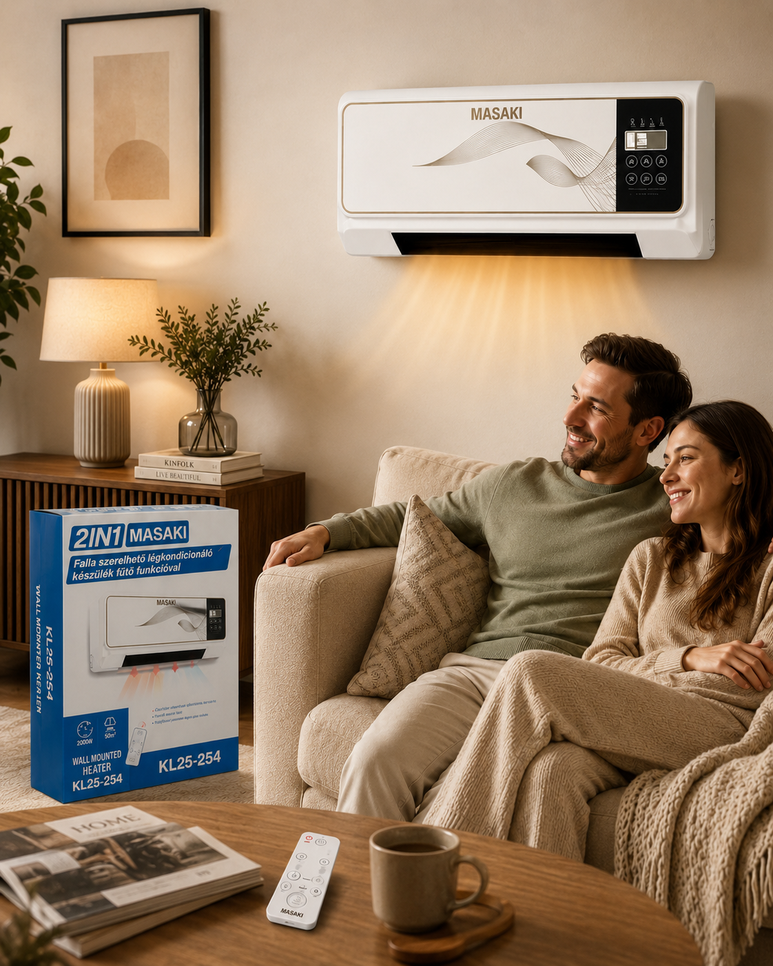 2in1 Fali Klíma + Elektromos Fűtőtest – MASAKI KL25-254