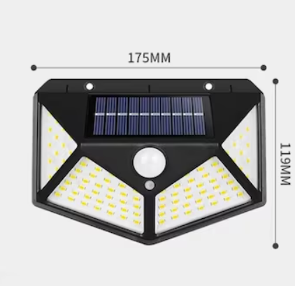 Solar fali lámpa mozgásérzékelővel 100 LED